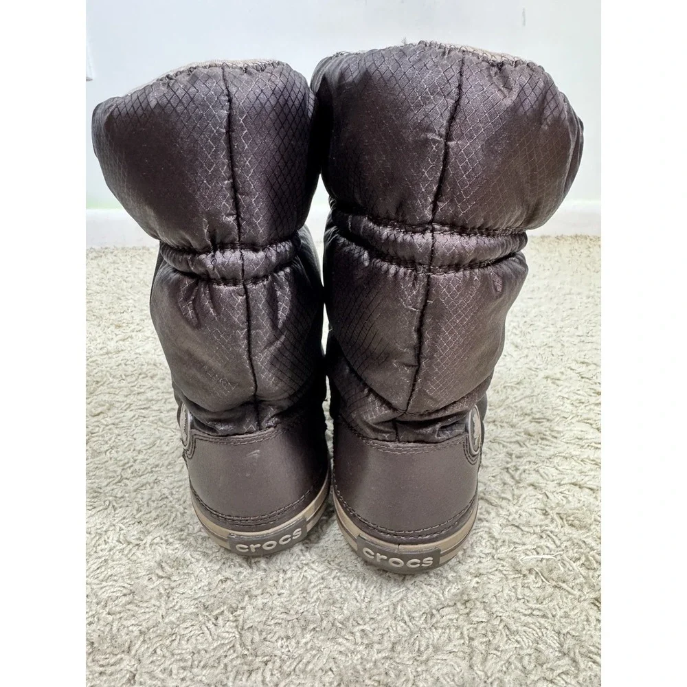 Crocs Crocband Brown Winter Puff Insulated Rain Snow Boots Pull-On Women's 9M